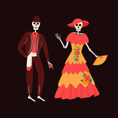 Dia de Los Muertos, traditional Mexican Halloween vector cartoon illustration. Day of the dead decoration.