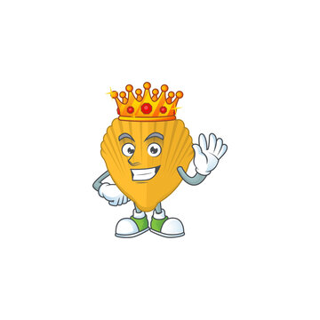 A charming King of yellow clamp cartoon character design with gold crown