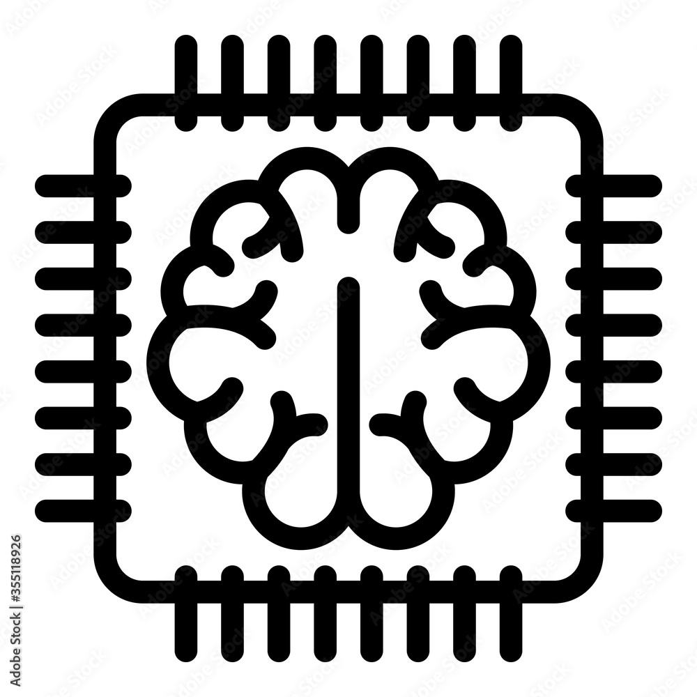 Poster brain communication processor icon. outline brain communication processor vector icon for web design
