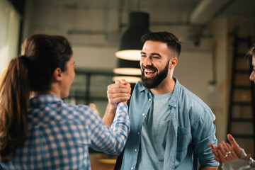 Successful teamwork. Business people in office.	
