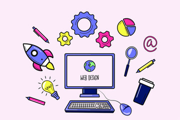 Abstract vector illustration of web design and development concepts. Elements for mobile and web applications.