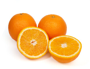 Orange fruit isolated on white background,Valencia Orange, With clipping path