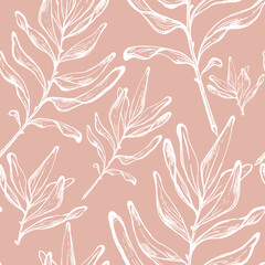 Floral seamless pattern with leaves