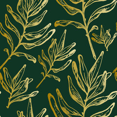 Floral seamless pattern with leaves