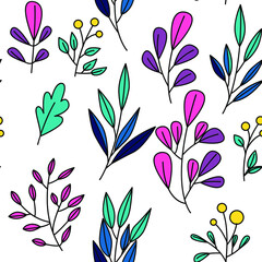 Texture with flowers and plants. Floral ornament. Original flowers vector pattern.