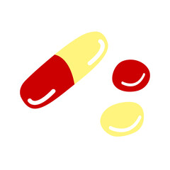 Simple color medicine pills, tablet, capsule isolated on white background. Vector EPS10 illustration. Health and care