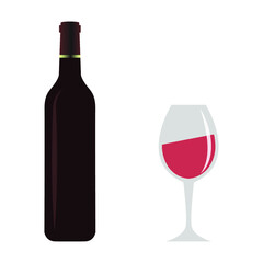 red wine bottle and glass