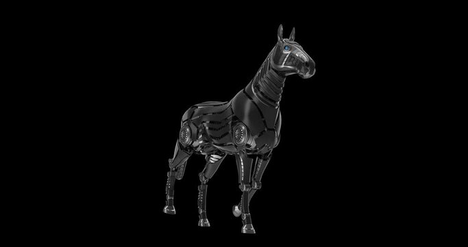 Mechanical horse running. 3d Animation