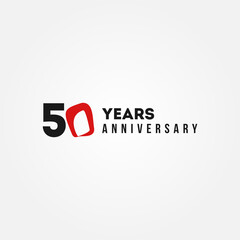 50 Years Anniversary Black And Red Vector Design