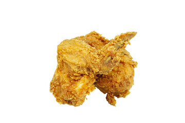Crispy fried chicken wing on white background.