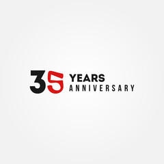 35 Years Anniversary Black And Red Vector Design