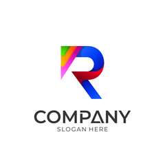 Initial Letter R Colorful Logo Design, Modern Brand Name Business Logo Template