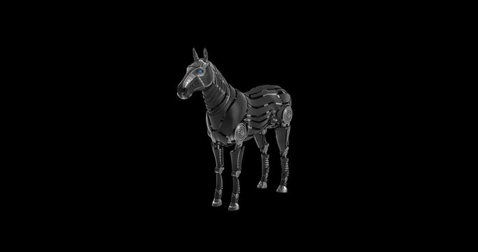 Mechanical horse is walking .3d Animation
