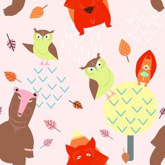 The color pattern of cute forest animals