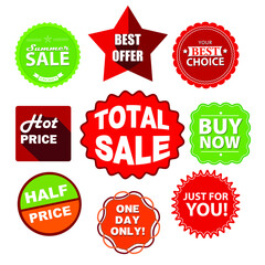 red and green summer sale labels for promotion