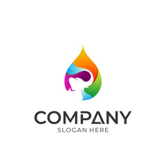 Water drop with elephant inside creative logo design