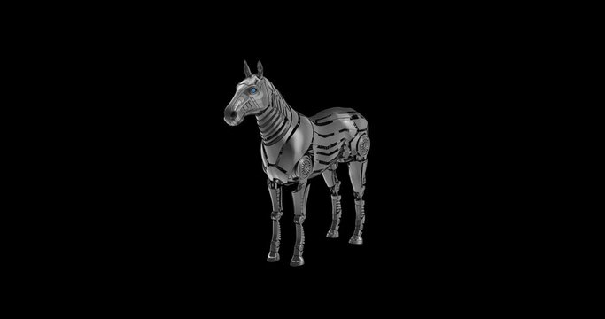 Mechanical horse is walking .3d Animation