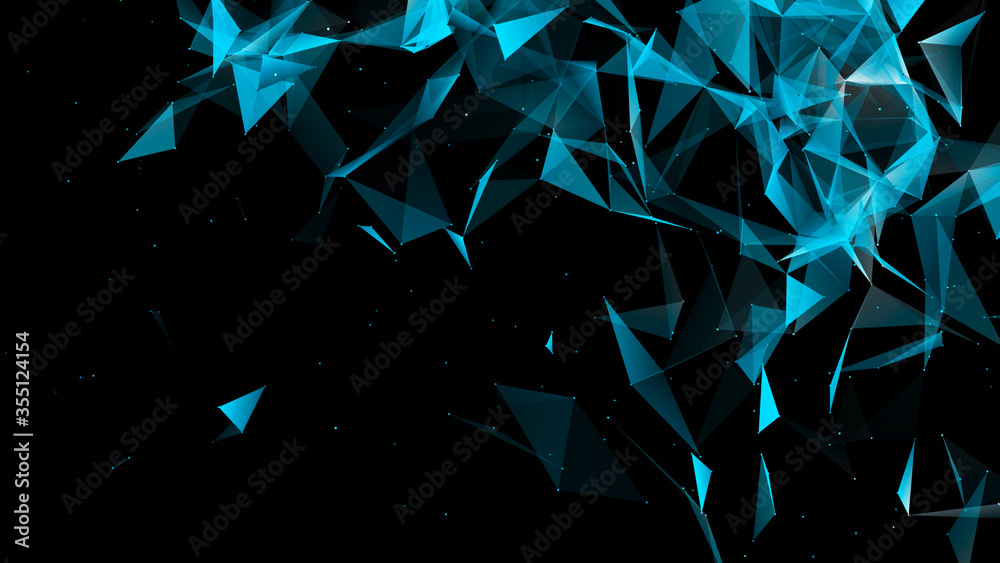 Wall mural abstract polygonal space with dots and lines. connection science background. triangular business wal