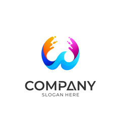 Logo vector of wave letter w. Simple style. Logo template ready for use.