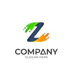 Fototapeta premium Logo vector of initial letter z with water splash. Simple style. Logo template ready for use.