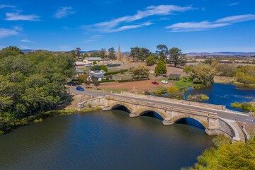 Aerial view of Ross bridge in Australia