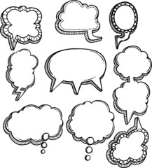 collection of bubble chat using hand drawing or doodle art