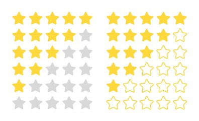 Five star rating. Modern rated objects for feedback bar, vector review flat concept
