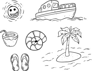 Obraz na płótnie Canvas vector illustration of a set of summer icons