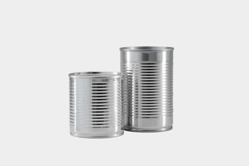 Canned food isolated on white background, Packaging used in food production industry.