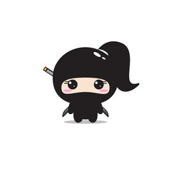 Cartoon ninja drawing in chibi manga style. Cute vector illustration. © Tuba Reza