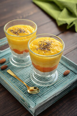 Homemade chia seed pudding with mango