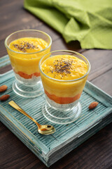 Homemade chia seed pudding with mango