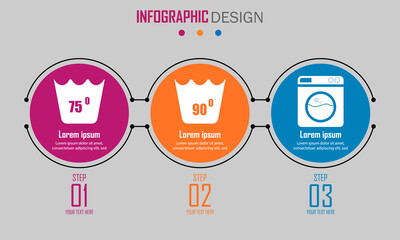 Abstract paper infografics of machine wash at 75 degrees, can not be washed above 90 degrees, washing machine. Vector eps10 illustration
