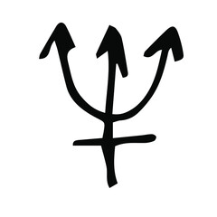 Vector symbol of Neptune. Symbols of planets and signs in astrology. Isolated on a white background. Doodle style. For horoscopes and Natal charts.