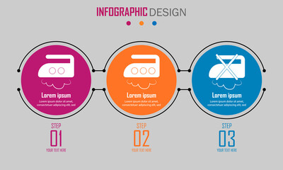 Abstract paper infografics of Ironing at an average temperature of up to 180 degrees, Ironing at an average temperature of up to 200 degrees, do not steam. Vector eps10 illustration