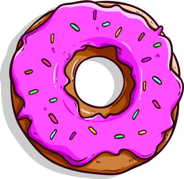 recommend clip art: delicious donut with sprinkles and using doodle style with color and outline
