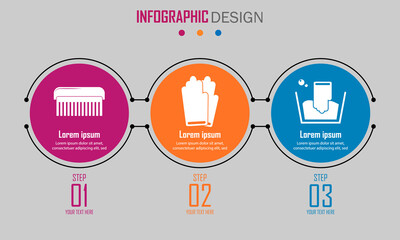Abstract paper infografics of scallop, gloves, handwash. Vector eps10 illustration