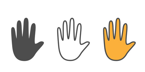 Raised Hand vector flat icon. Hi, bye hand emoji illustration