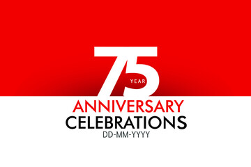 75 year Anniversary Concept Red Color and White for Banner, Poster, Greeting Card - Vector