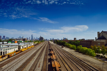 Fototapeta na wymiar CHICAGO, USA - september 19, 2019 Cityscape image of Chicago railways
