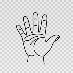 Hand drawn High five sign isolated on transparent background. Sketch. Vector illustration.