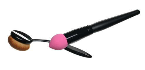 Makeup brushes, set for applying face powder isolated on white background with clipping path