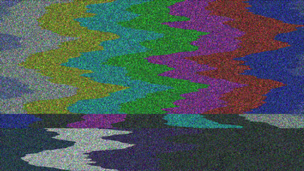 Glitch noise distortion of broken video image background, VHS effect, glitch digital color pixel noise. Stock footage abstract pixel background glitch texture. Color digital noise, corrupted signal - obrazy, fototapety, plakaty