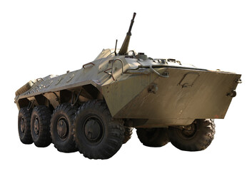Armored fighting vehicle isolated on white. Military machinery