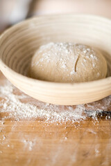 Selbstgemachter Teig. Brot backen.