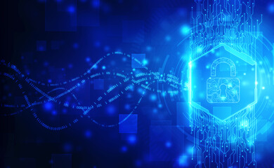 Closed Padlock on digital screen, cyber security concept background, Security concept Background. Data protection Cyber Security Privacy Business Internet Technology Concept. 2d illustration