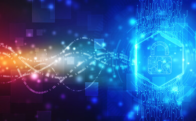 Closed Padlock on digital screen, cyber security concept background, Security concept Background. Data protection Cyber Security Privacy Business Internet Technology Concept. 2d illustration