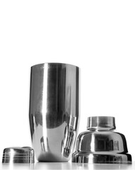 Metal cocktail shaker isolated on white