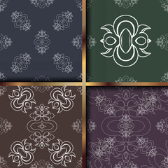 Set seamless color damsk pattern. Allover vector design for fabric, apparel textile, interior, wallpaper, phone case.