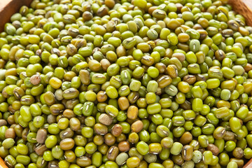 Green mung beans or mash peas close-up